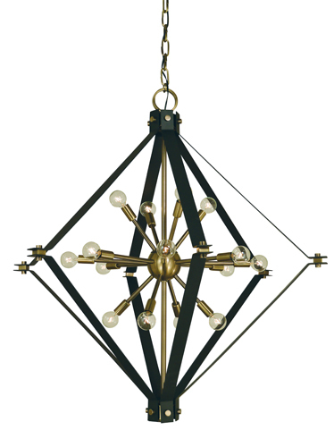 16-Light Polished Nickel/Matte Black Axis Foyer Chandelier