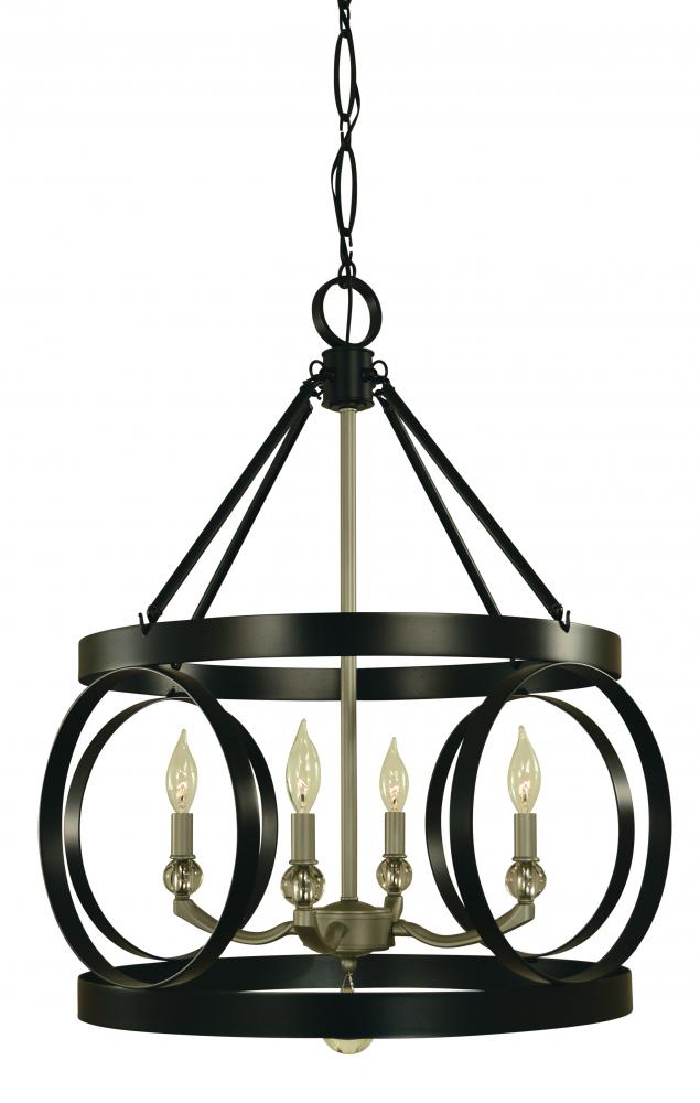 4-Light Matte Black/Satin Brass Amelia Dining Chandelier