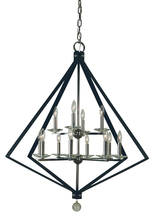 Framburg 4922 SB/MBLACK - 12-Light Satin Brass/Matte Black Ice Chandelier