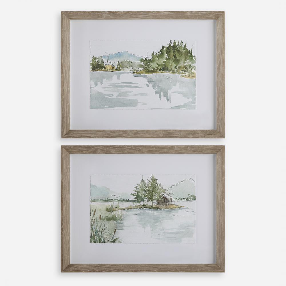 Serene Lake Framed Prints, Set/2