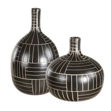 Uttermost 18271 - Uttermost Graphite Stride Geometric Vases Set/2