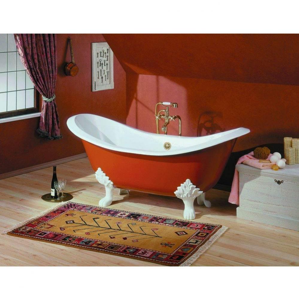 Regency Tub, 72'', White In, Custom Out, Flat, Chrome Lion Feet