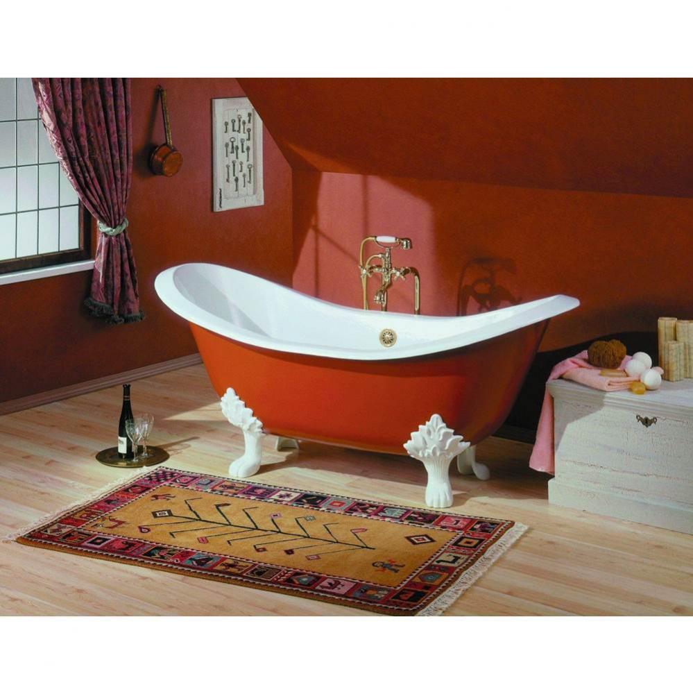 Regency Tub, 72'', White In, Custom Out, 6'' Drill, Chrome Lion Feet