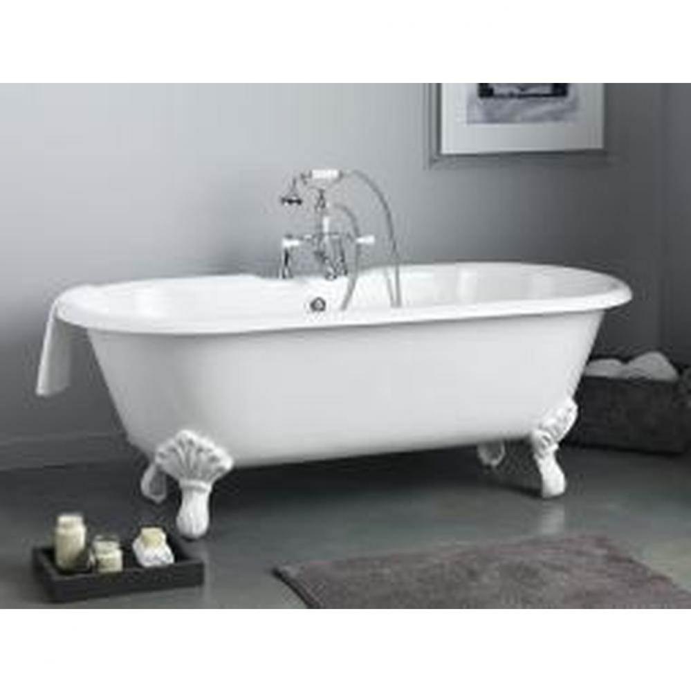 Regal Tub, 61'', White In, Custom Out, Roll Rim, White Shaughnessy Feet