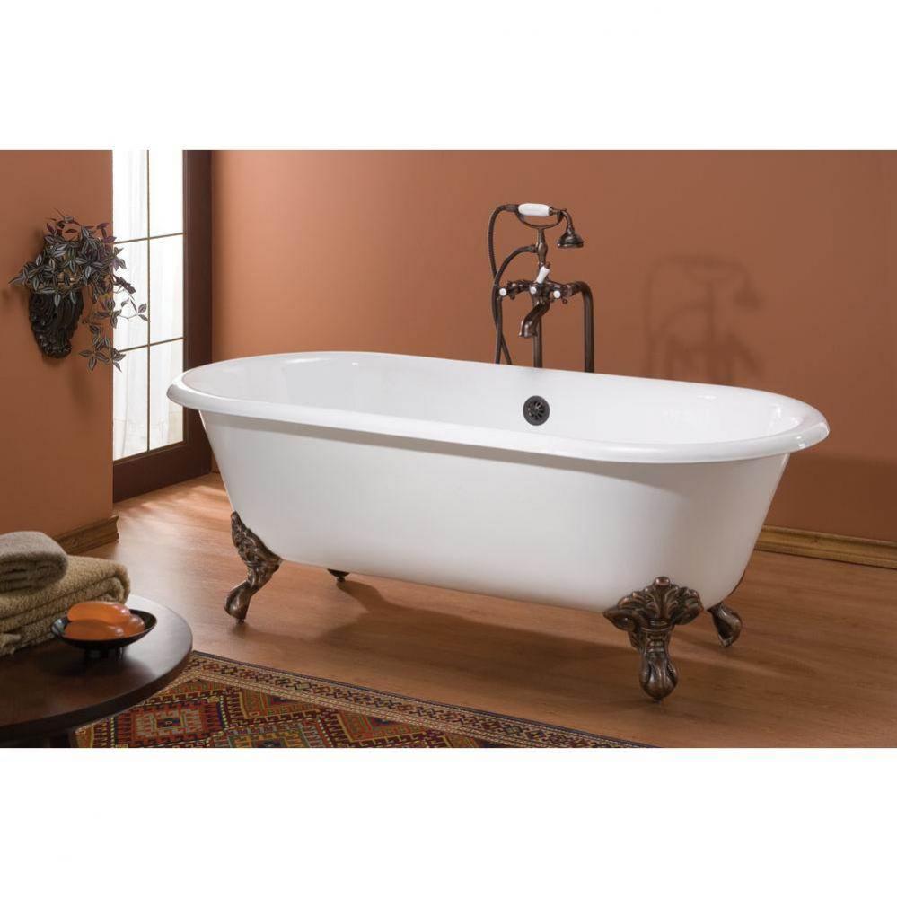 Regal Tub, 61'', White In, Custom Out, 7'' Drill, Antique Bronze Feet