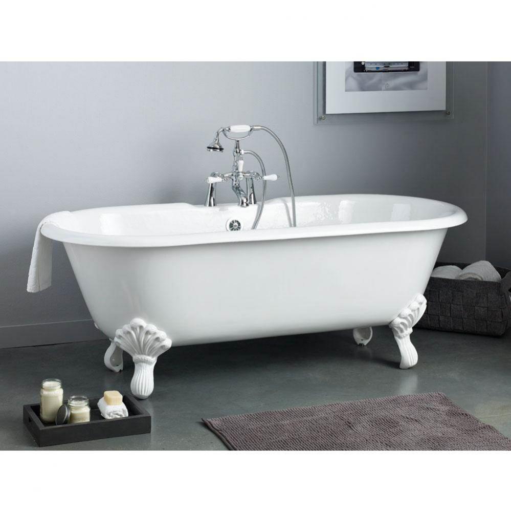 Regal Tub, 68'', White In, Custom Out, Roll Rim, Antique Bronze Shaughnessy Feet