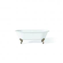 Cheviot Products Canada 2110-WW-0-BN - Regal Tub, 68'', White, Flat, Brushed Nickel Feet