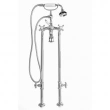 Cheviot Products Canada 5102/3970XL-CH - 5100 SERIES Extra-Tall Free-Standing Tub Filler with Stop Valves - Cross Handles - Porcelain Accen