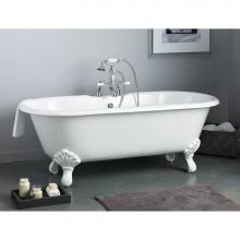 Cheviot Products Canada 2171-WC-PB - Regal Tub, 68'', White In, Custom Out, Roll Rim, Polished Brass Shaughnessy Feet