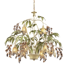 ELK Home 86054 - Huarco 8-Light Chandelier in Seashell and Sage Green with Floral-shaped Glass