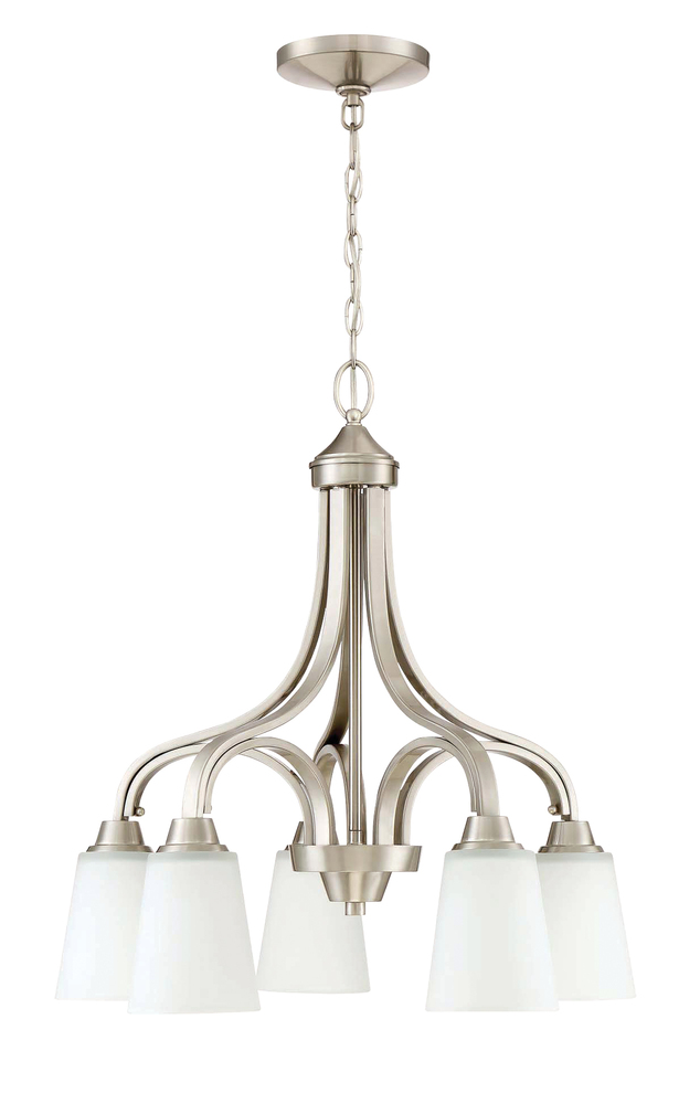 Grace 5 Light Down Chandelier in Brushed Polished Nickel