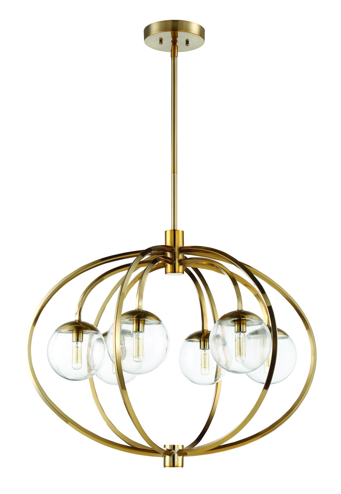 Piltz 6 Light Chandelier in Satin Brass