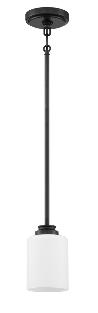 Bolden 1 Light Mini Pendant in Flat Black (White Glass)