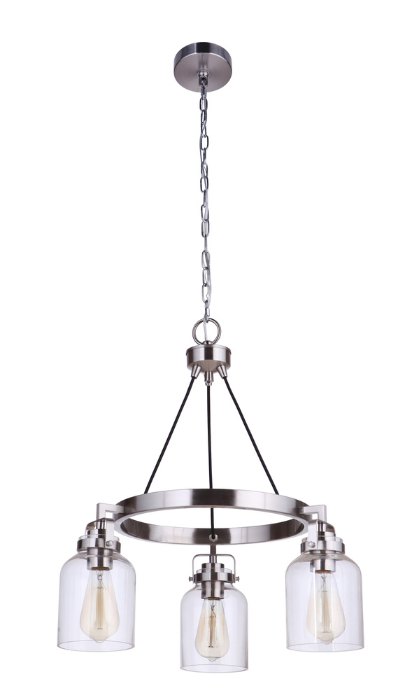 Foxwood 3 Light Chandelier in Brushed Polished Nickel