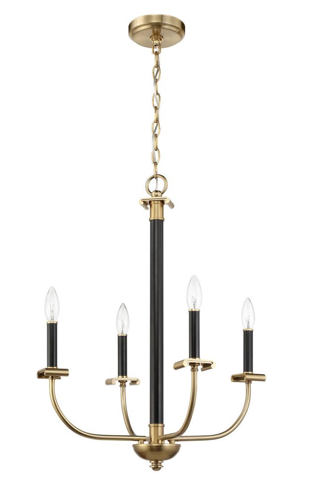 Stanza 4 Light Chandelier in Flat Black/Satin Brass