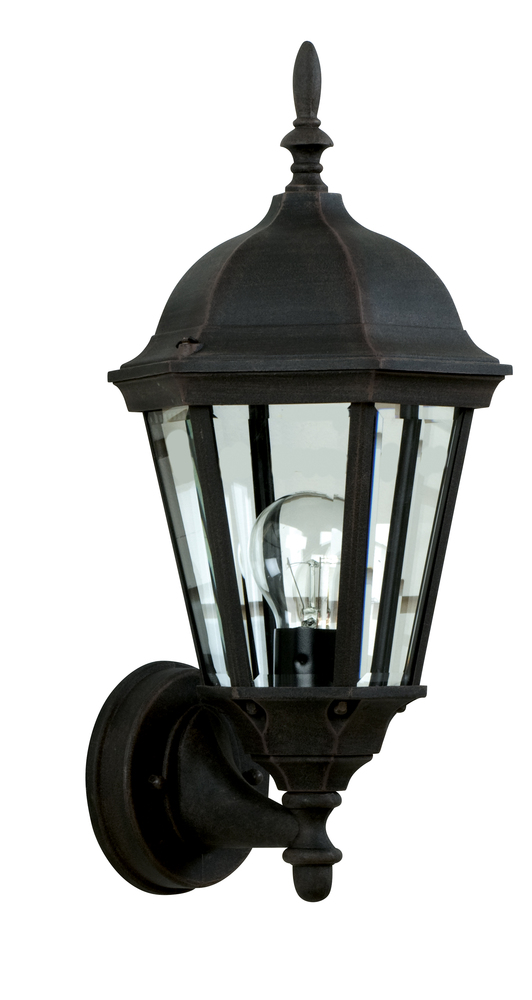 Straight Glass Cast 1 Light Small Outdoor Wall Lantern in Textured Black