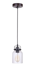 Craftmade 53691-FBDT - Foxwood 1 Light Mini Pendant in Flat Black/Dark Teak