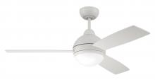 Craftmade KNE48W3 - Keen 48" 3-Blade Ceiling Fan in White w/ Red,Blue,Green/White Blades; Light Kit Included (option